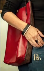 cabas bicolore cuir maroquinerie artisanale Lyon